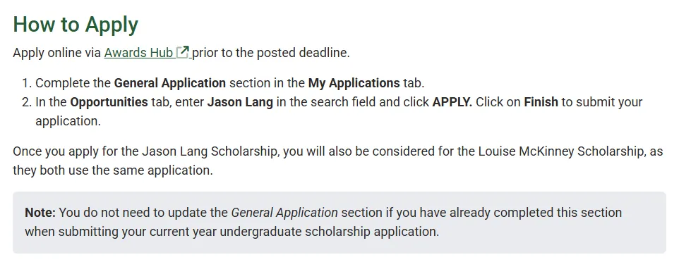 Jason Lang Scholarship