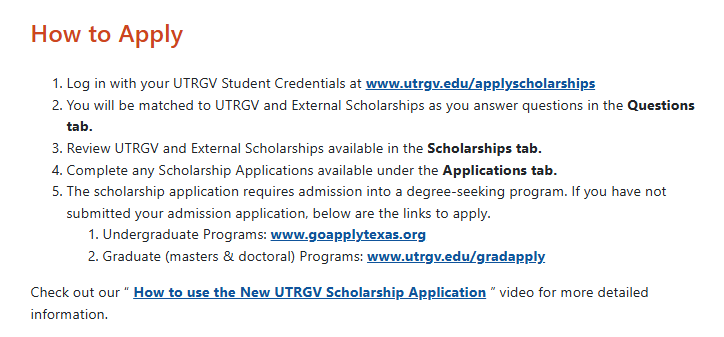 How to Apply for UTRGV Scholarships in 2025