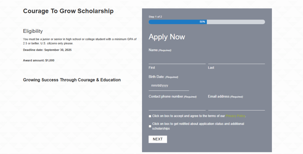 Courage to Grow Scholarship 2025 | How to Apply
